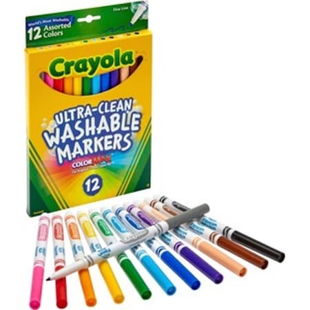 Classroom Creations Thinline Washable Markers - Assorted Colors - Set of 12 CL3751550